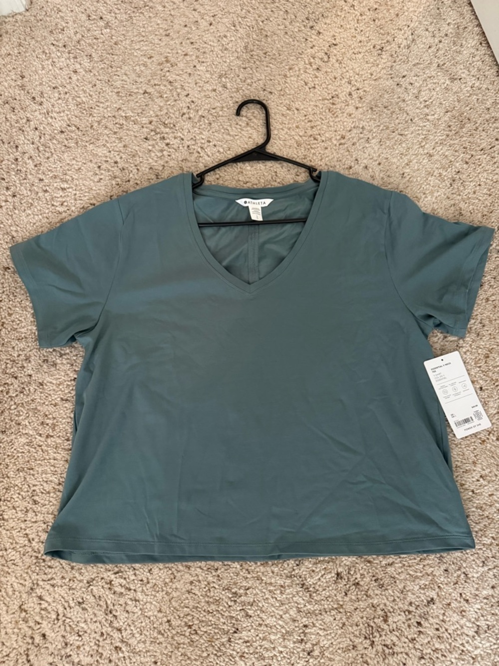 Athleta Women's Cropped V-Neck Short Sleeve Top — Moss Green